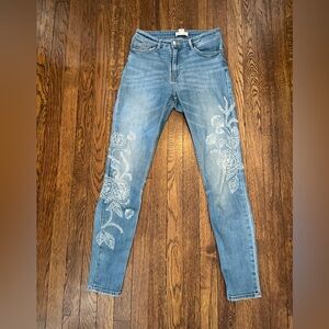Hand painted H&M stretchy skinny jeans